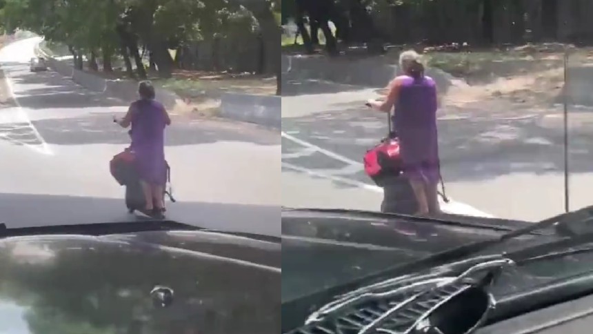 EN VIDEOS: Abuela causa furor en redes al recorrer las autopistas de Caracas en monopatín eléctrico