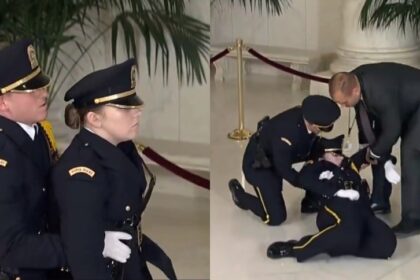 El video viral en el que una guardia de honor de EEUU se desmaya en pleno servicio de jueza fallecida